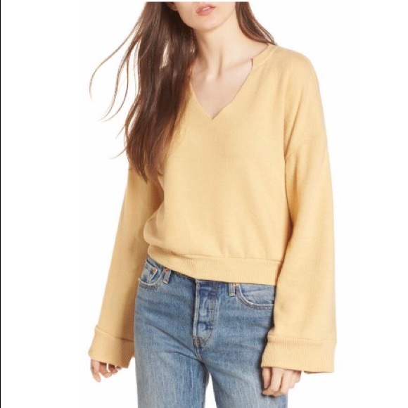 Project Social T Sweaters - Honey Mustard Bell Sleeve Sweater